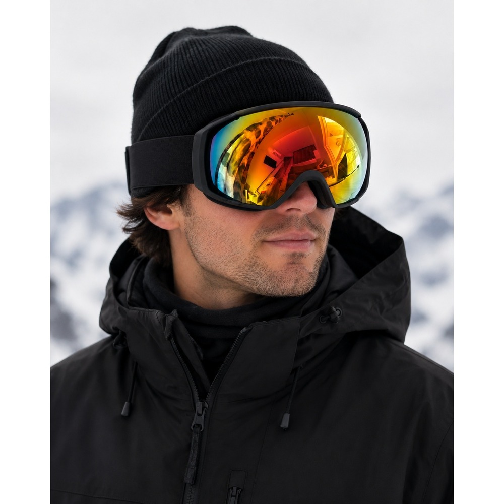 OutdoorMaster Ski Goggles OS Black Anti-Fog UV Protection Winter Sports Gear
